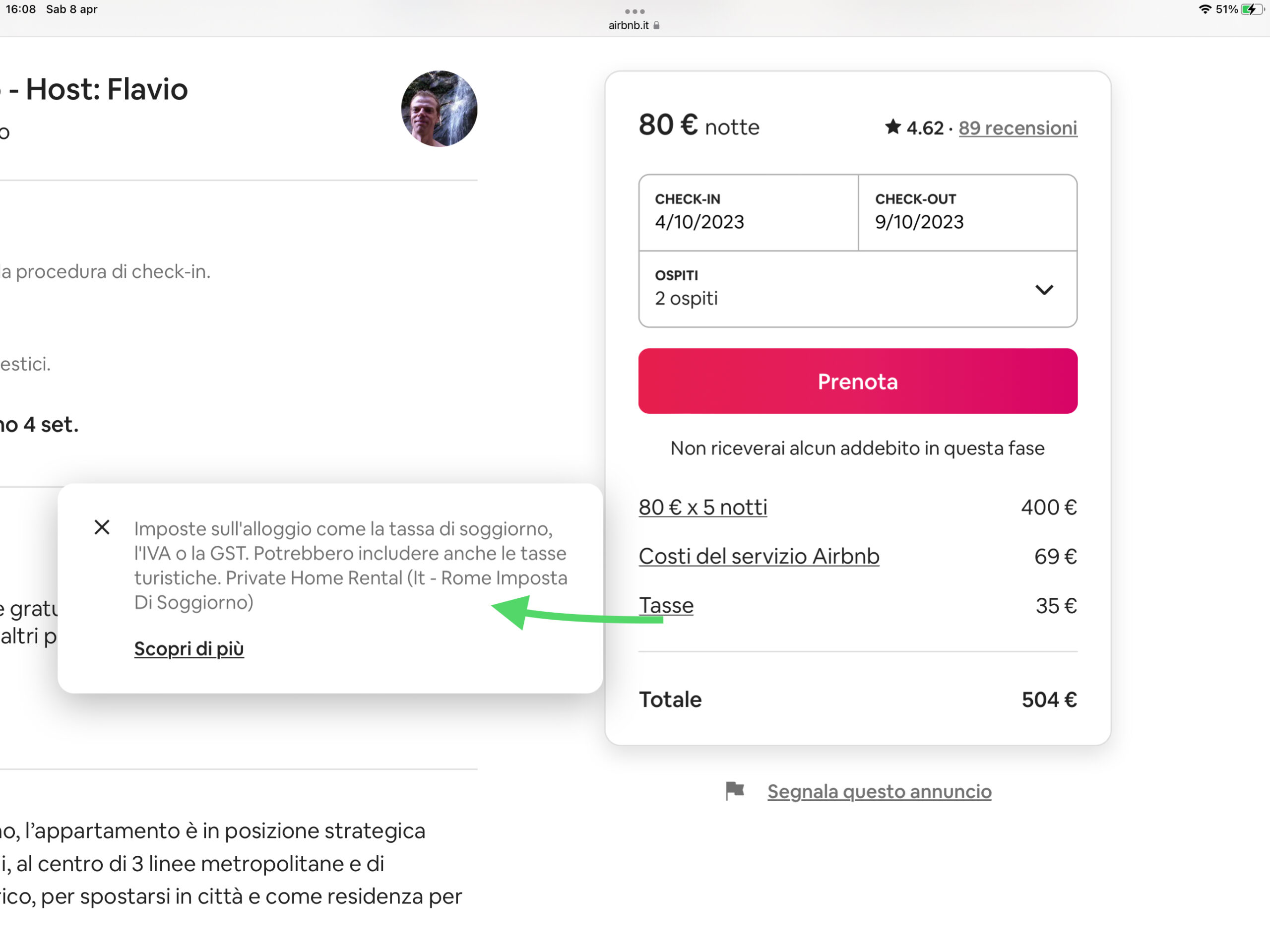 tassa di soggiorno airbnb