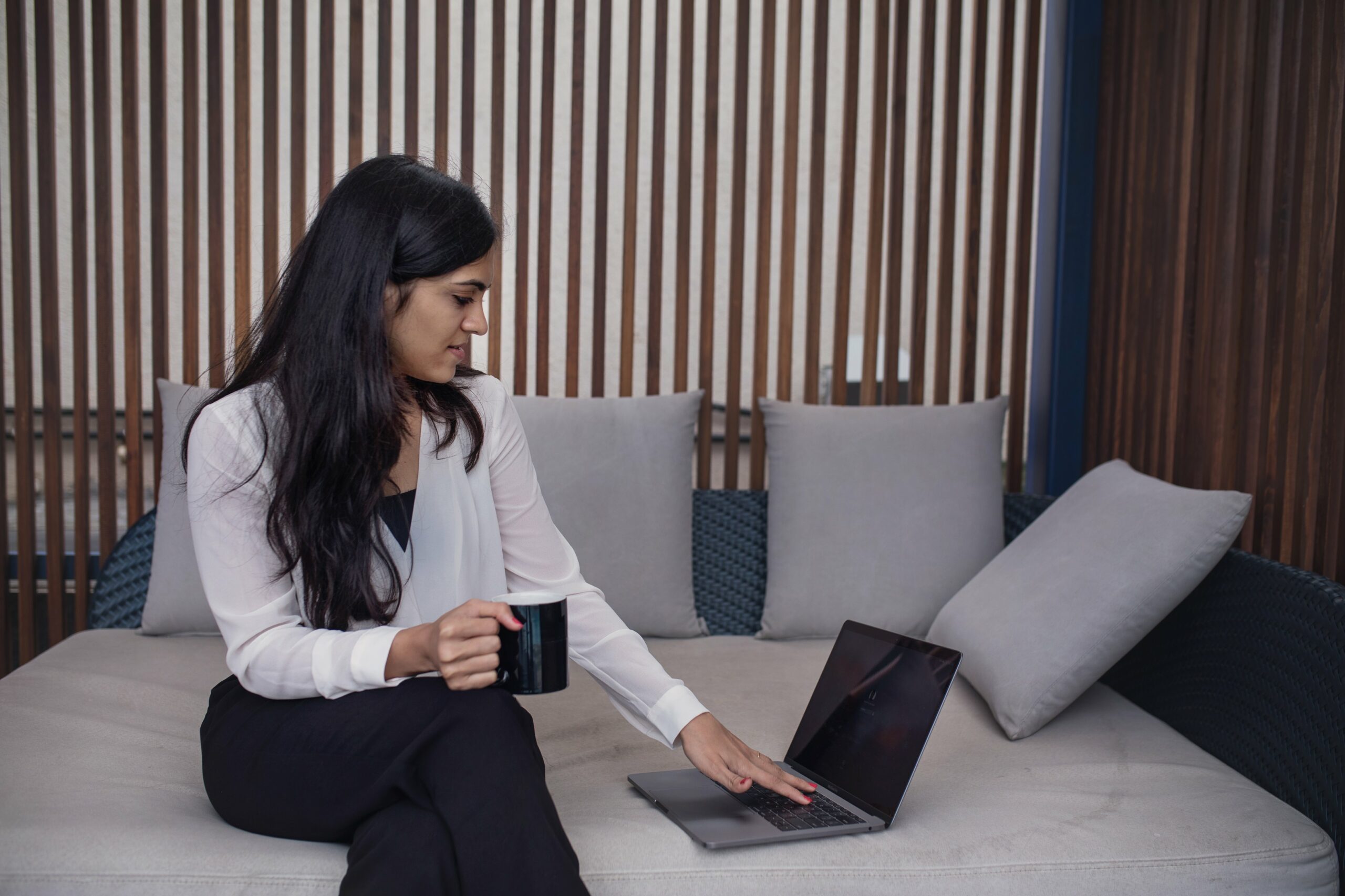 businesswoman in casual workspace scaled